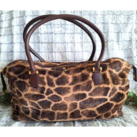 Kate Spade | Giraffe Faux Hair Brown Leather Satchel - Picture 4 of 15